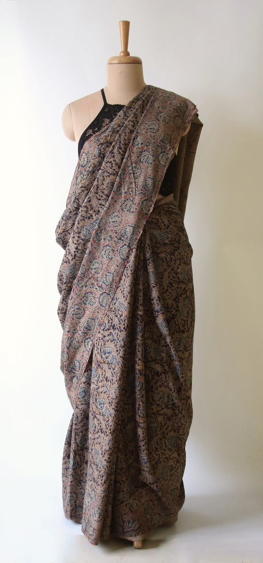 Limited Edition - Handwoven Eri Silk Saree with Kalamkari motifs