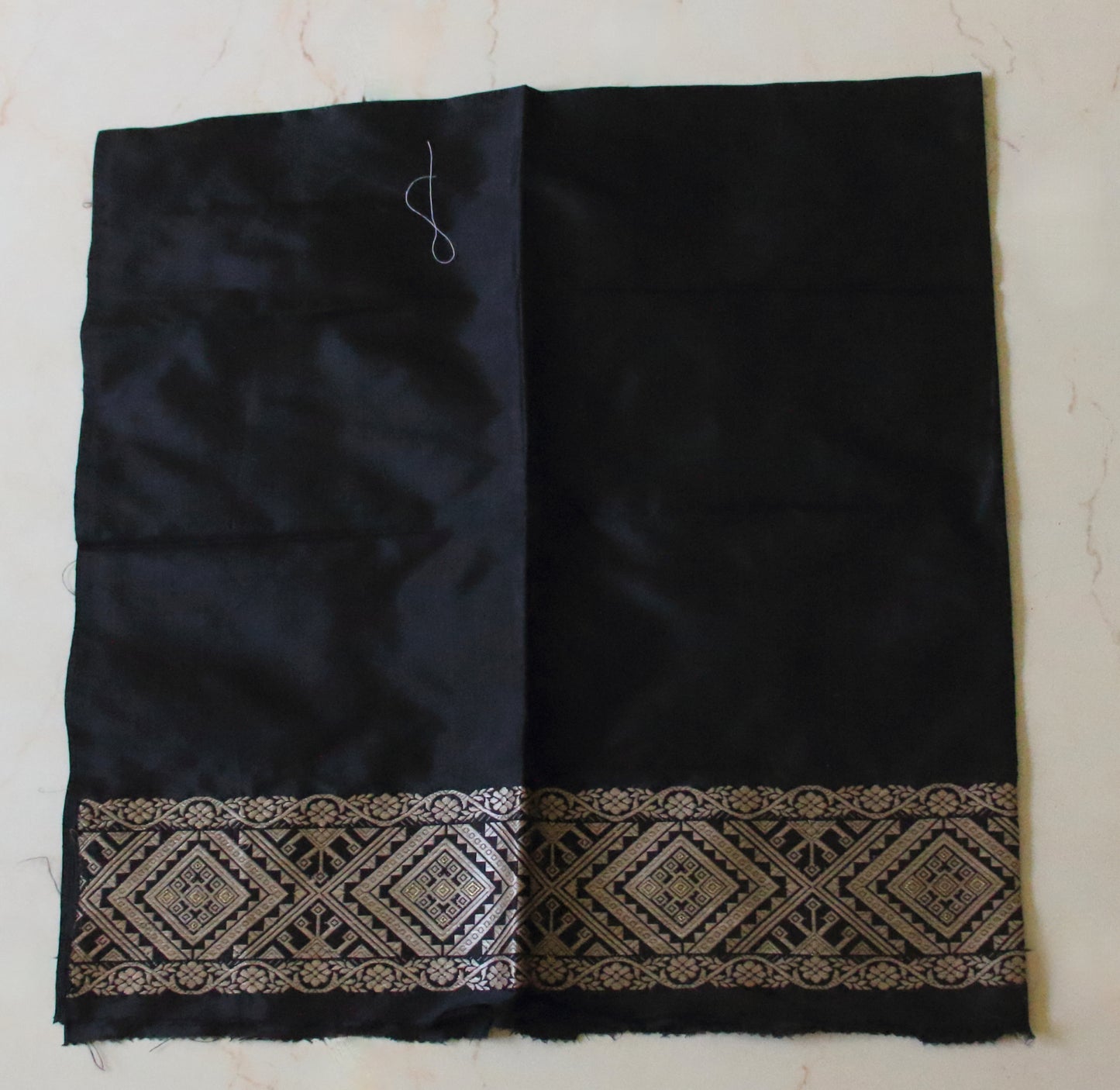 Black Natural Dyed Mulberry Silk Traditional Mekhla Chador Set