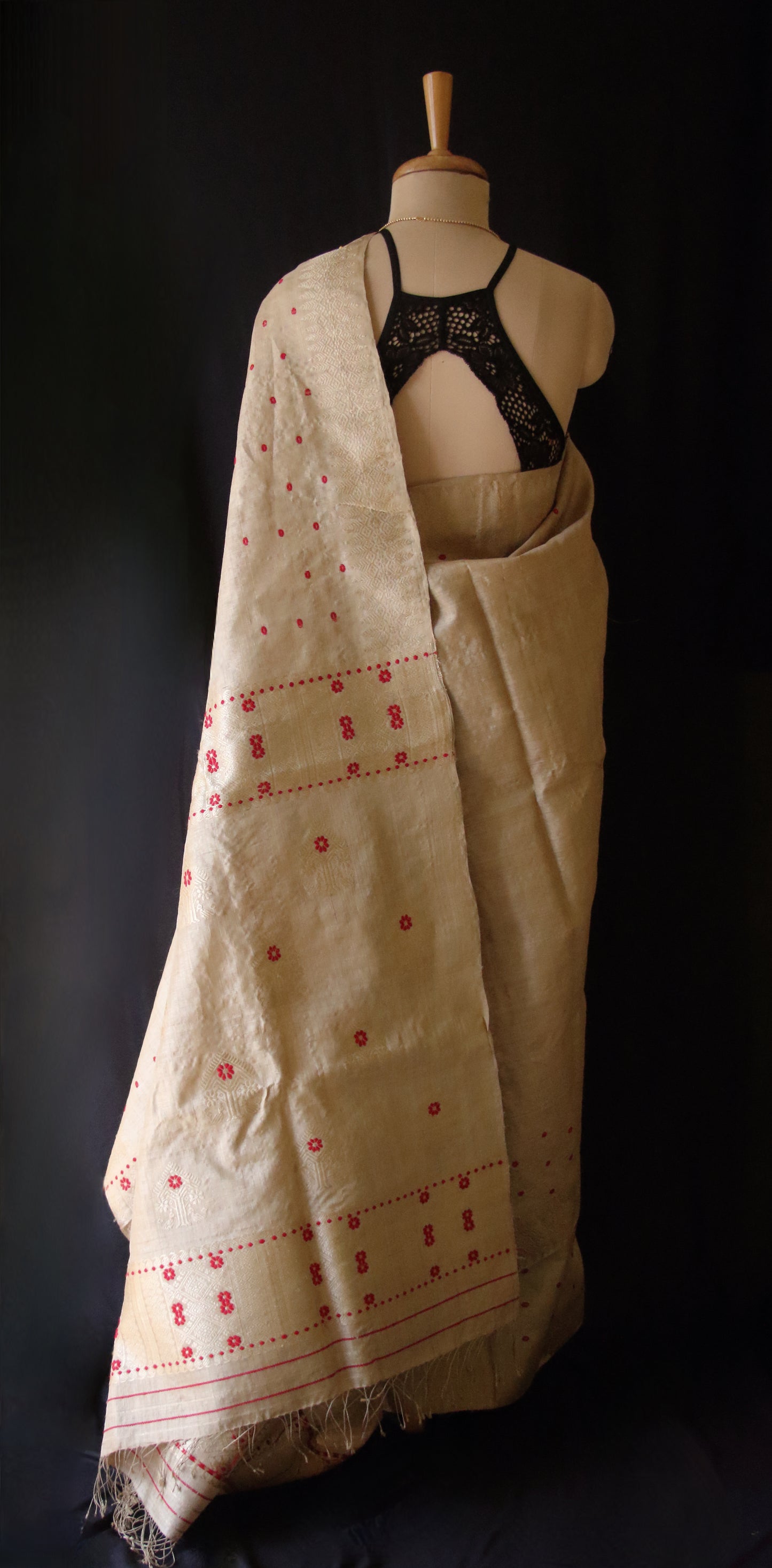 Authentic Muga Silk Saree with golden zari from Assam