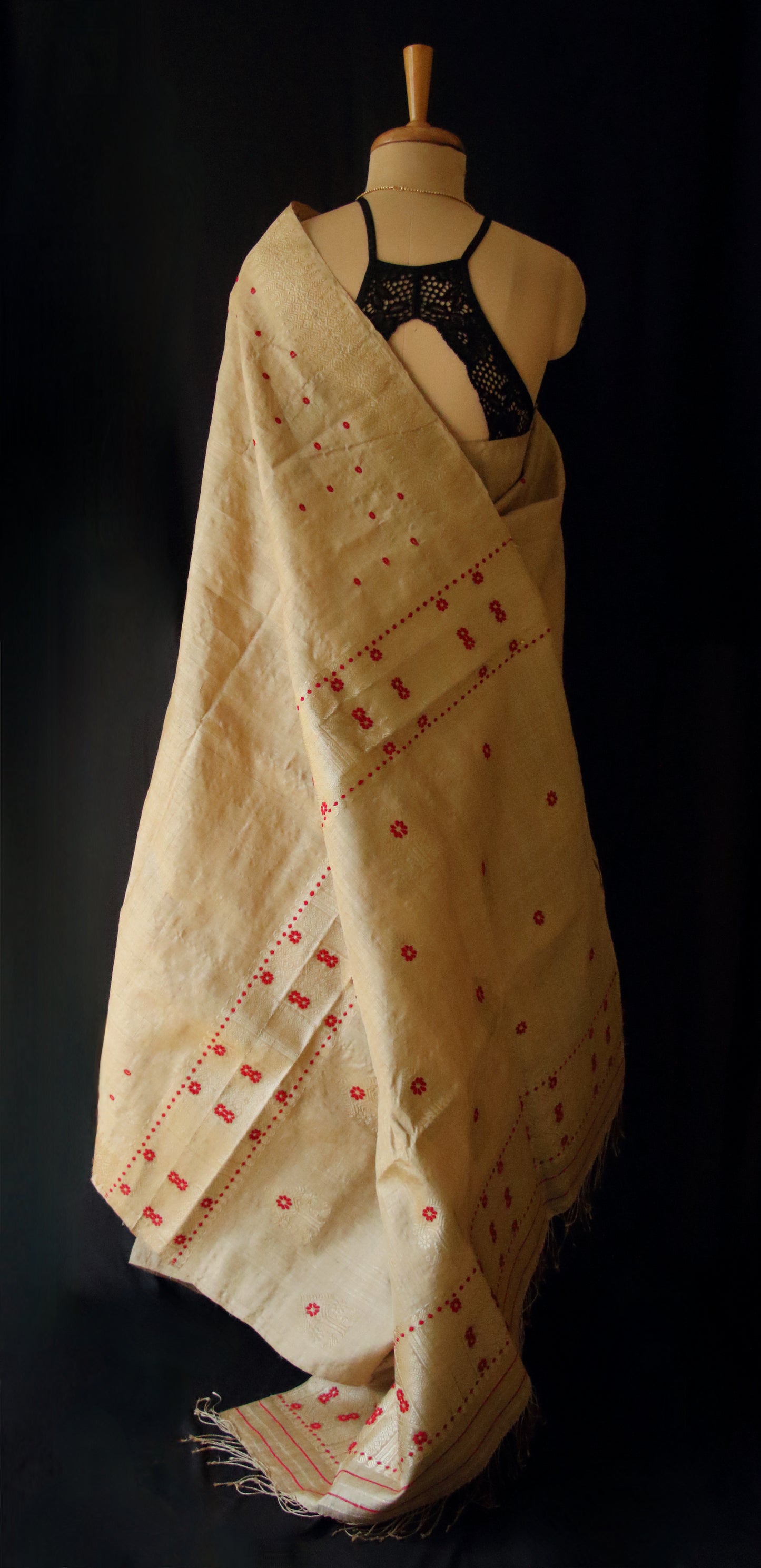 Authentic Muga Silk Saree with golden zari from Assam