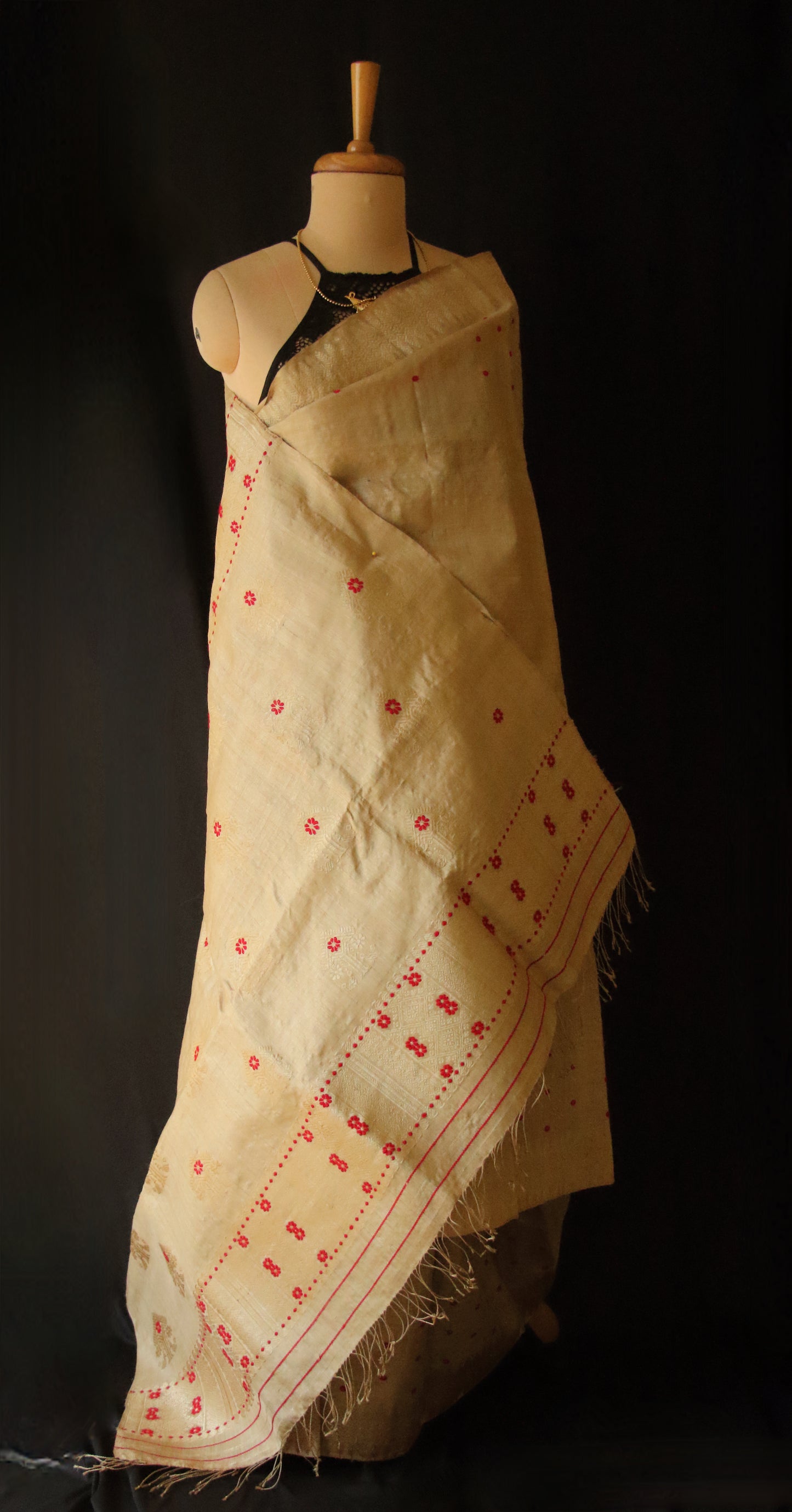 Authentic Muga Silk Saree with golden zari from Assam