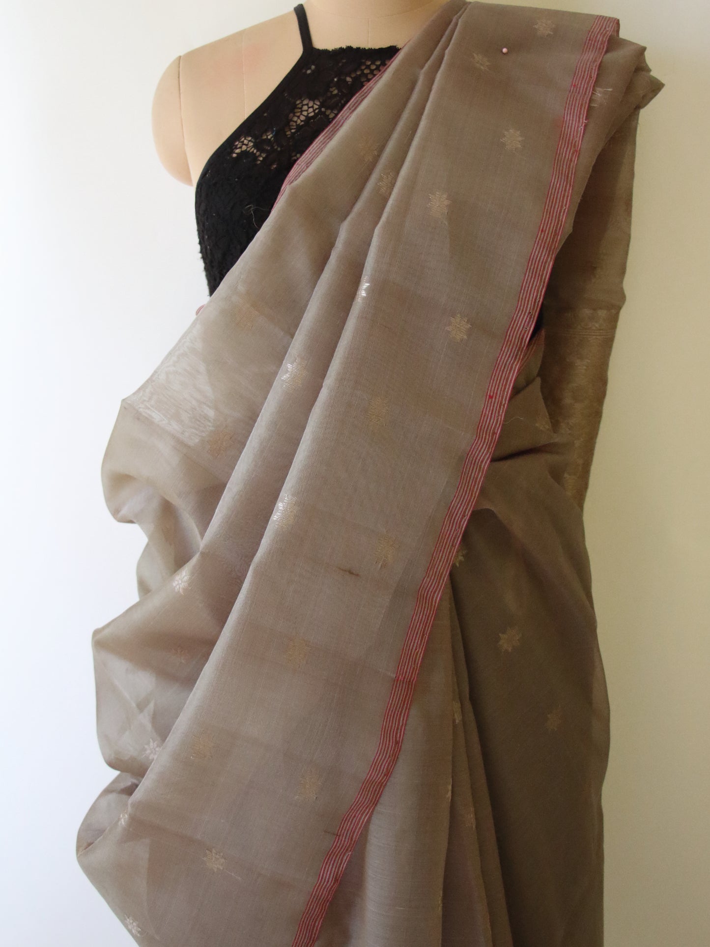 Natural Dyed Handloom Organza Silk Sari From Assam