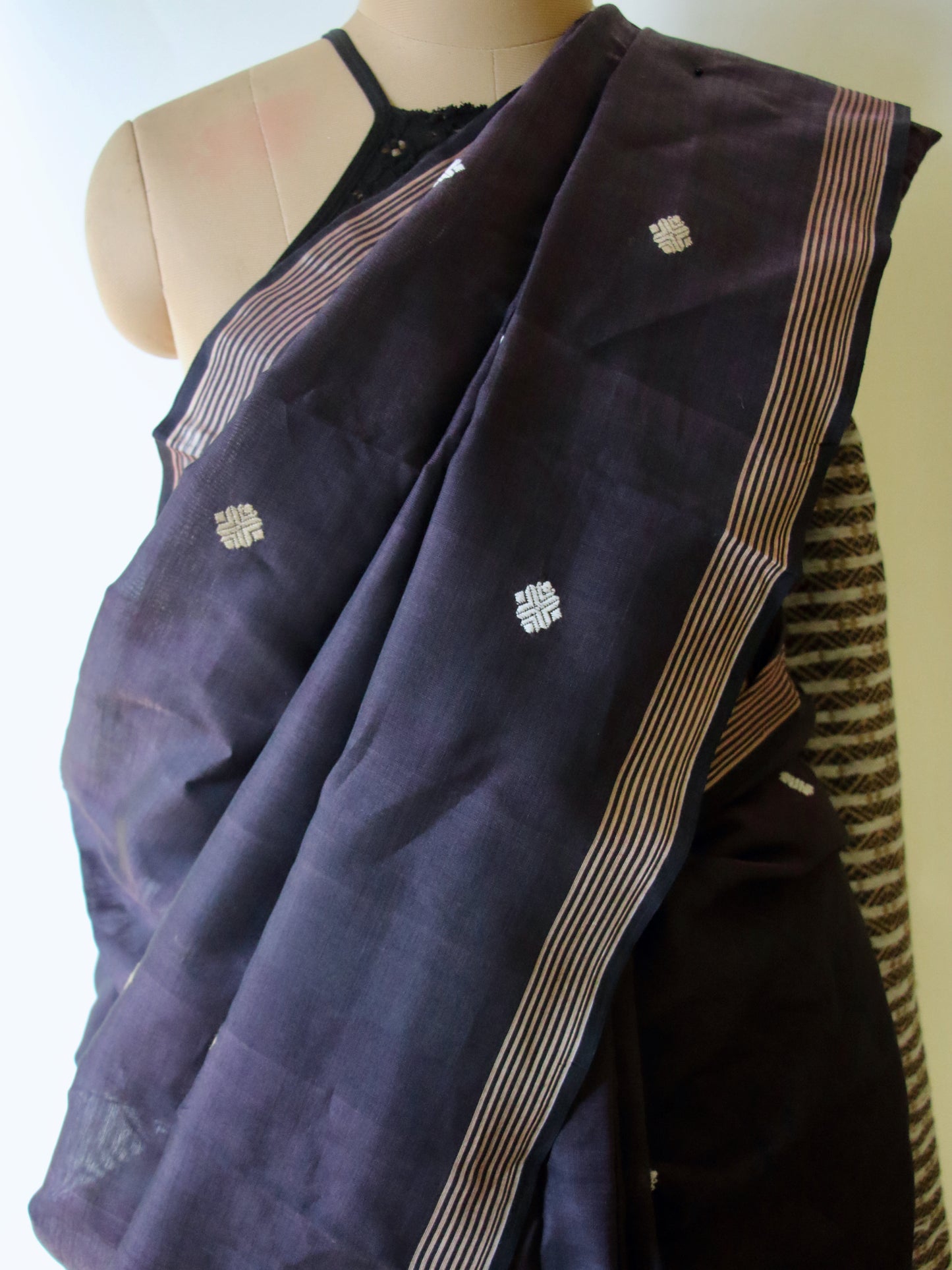 Handloom Purple Cotton Silk Saree from Assam