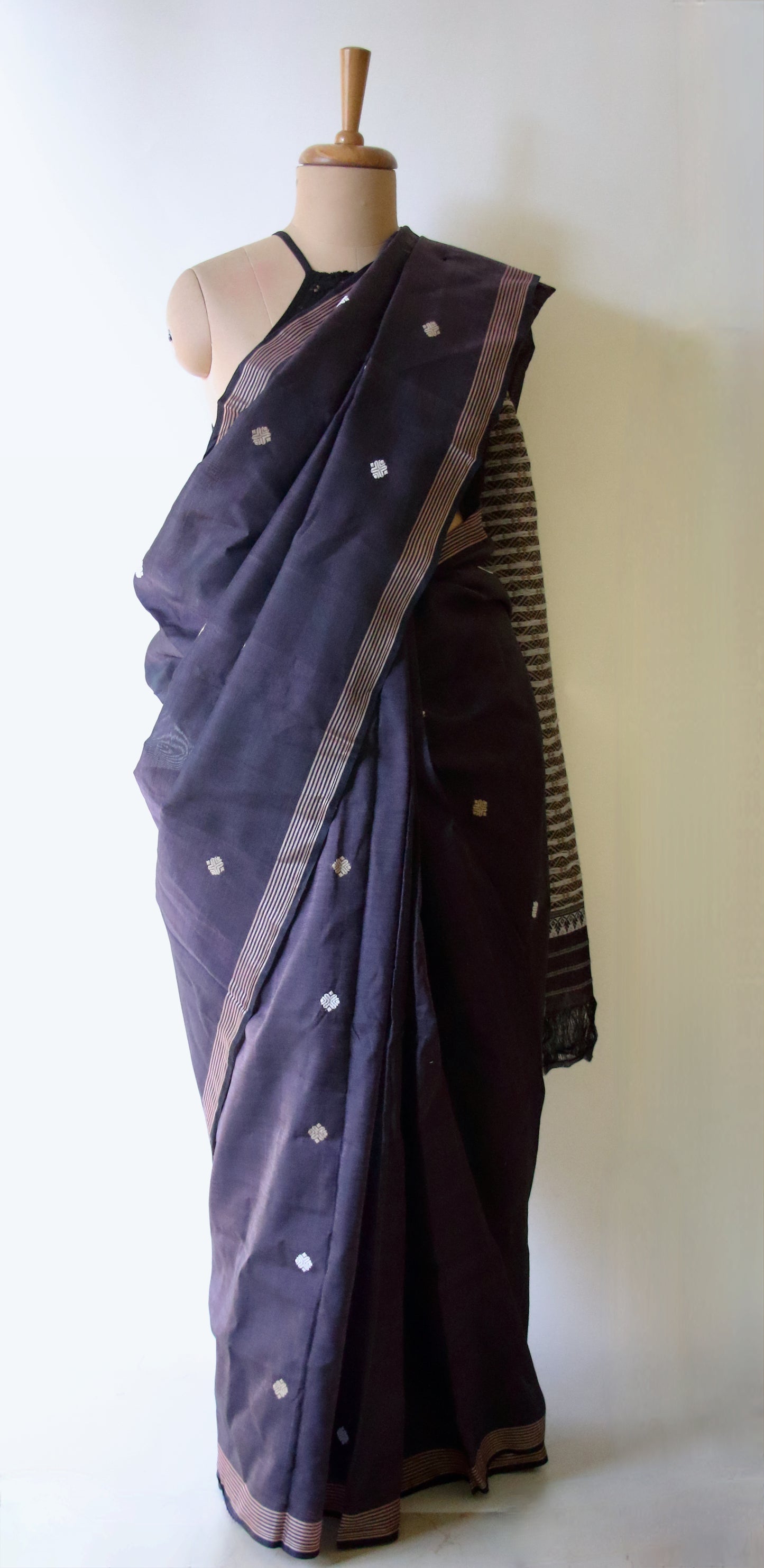 Handloom Purple Cotton Silk Saree from Assam