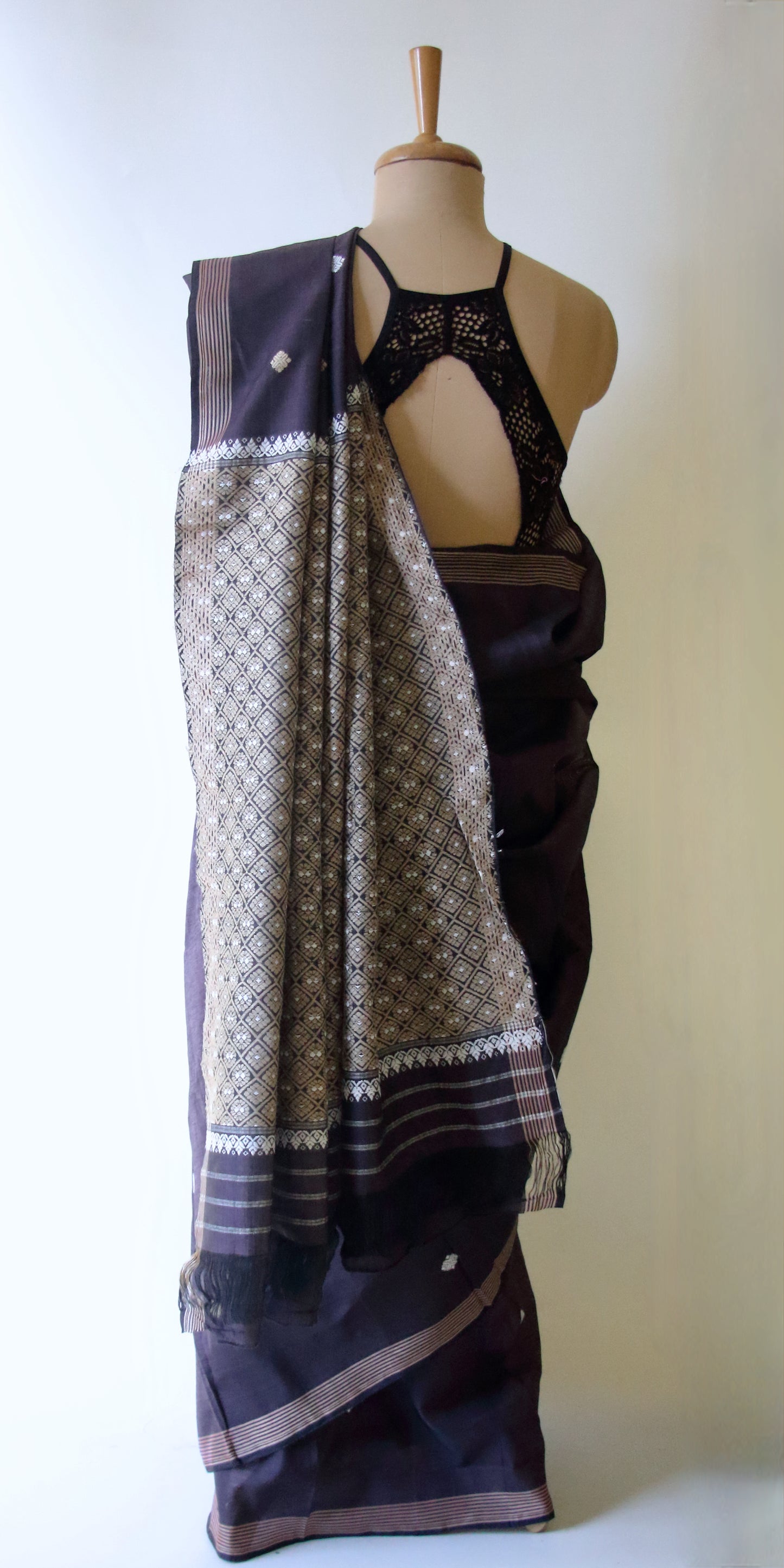 Handloom Purple Cotton Silk Saree from Assam