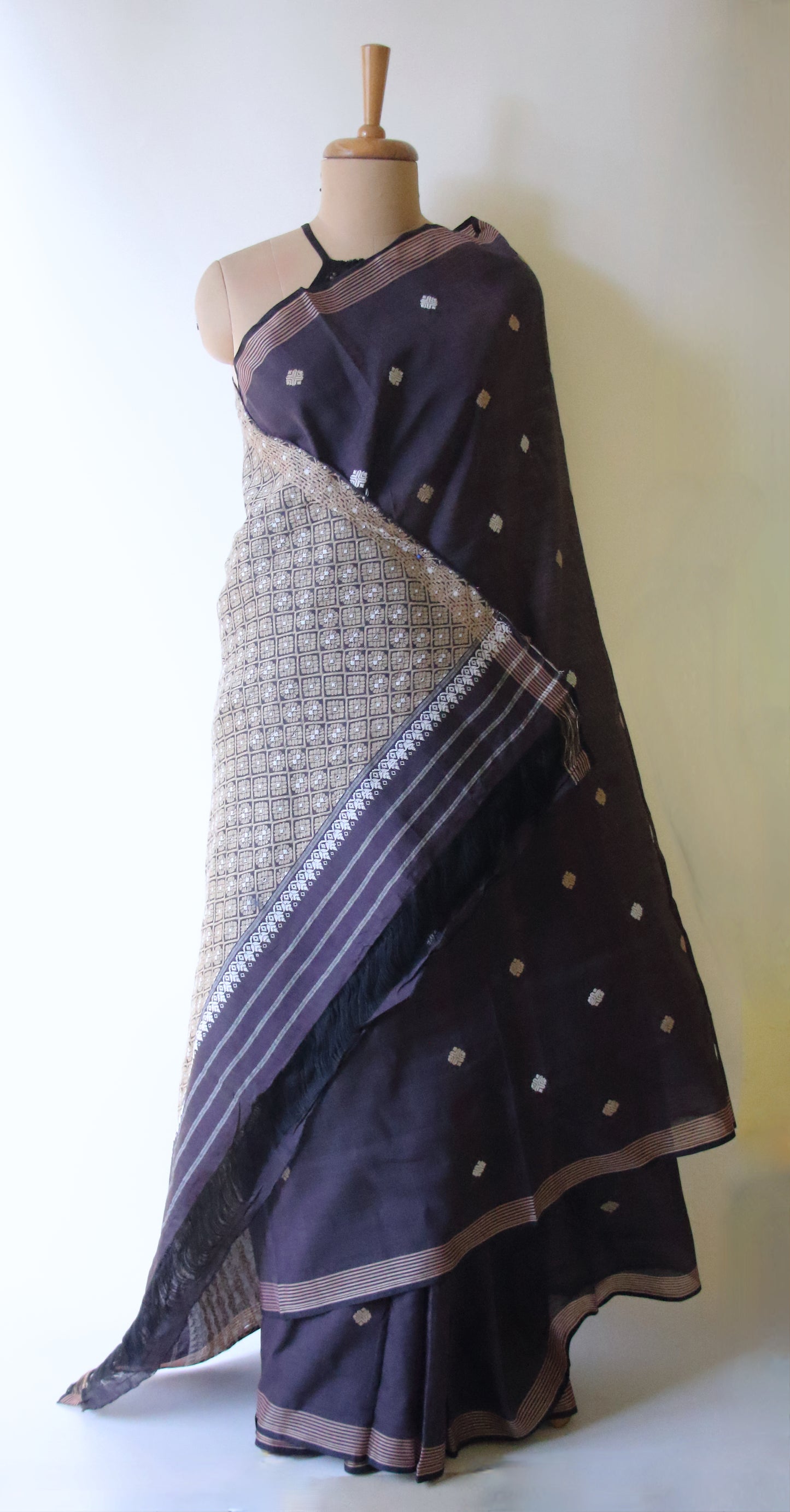 Handloom Purple Cotton Silk Saree from Assam