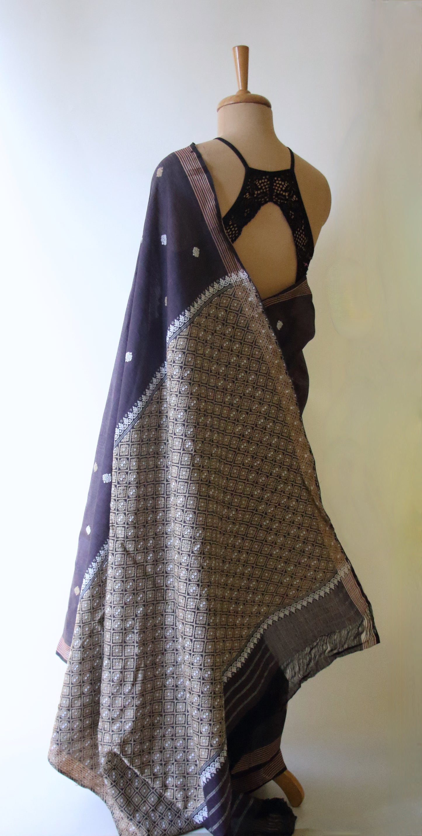 Handloom Purple Cotton Silk Saree from Assam