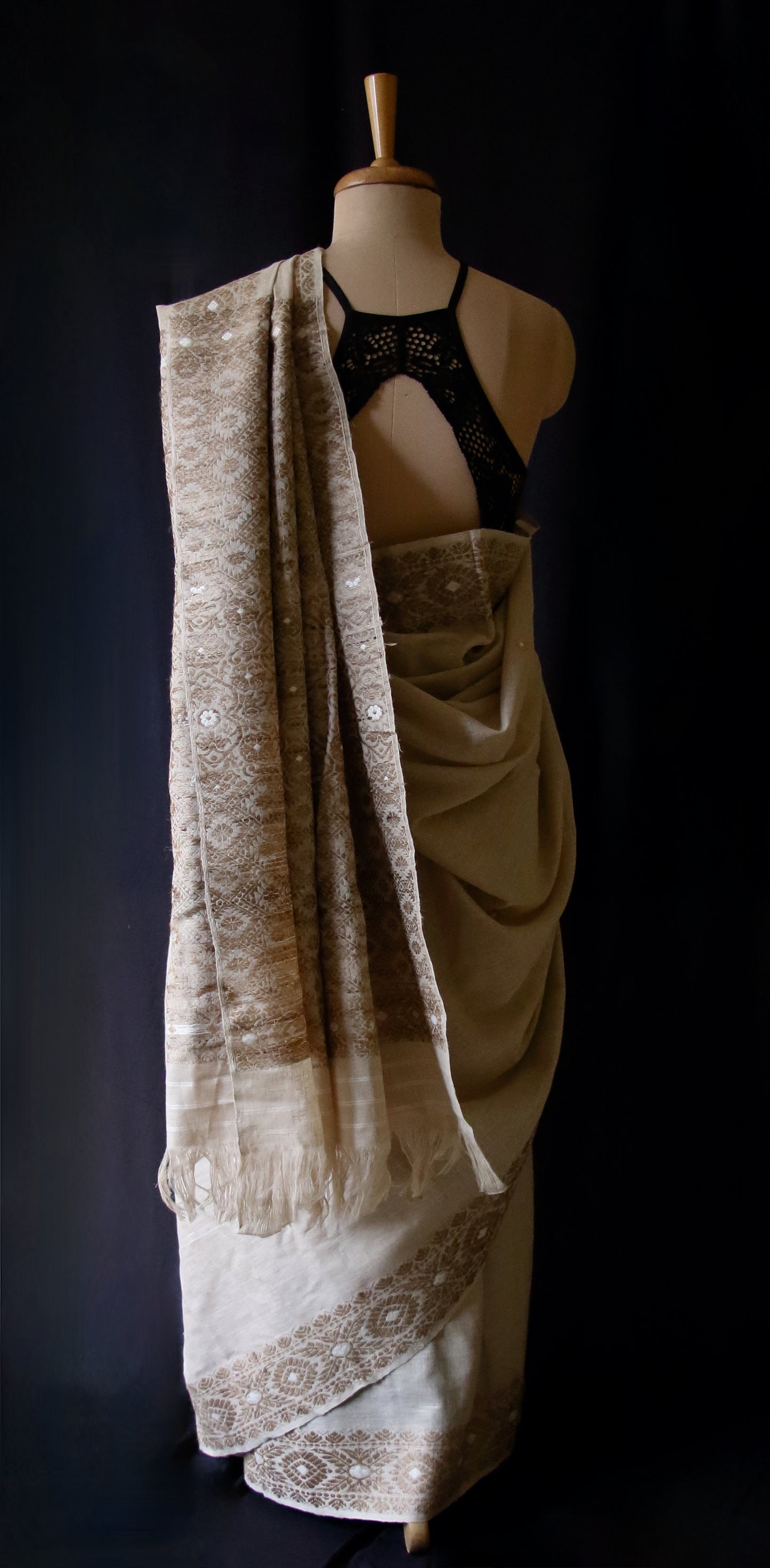 Eri Silk Saree in Natural Brown colour from Assam