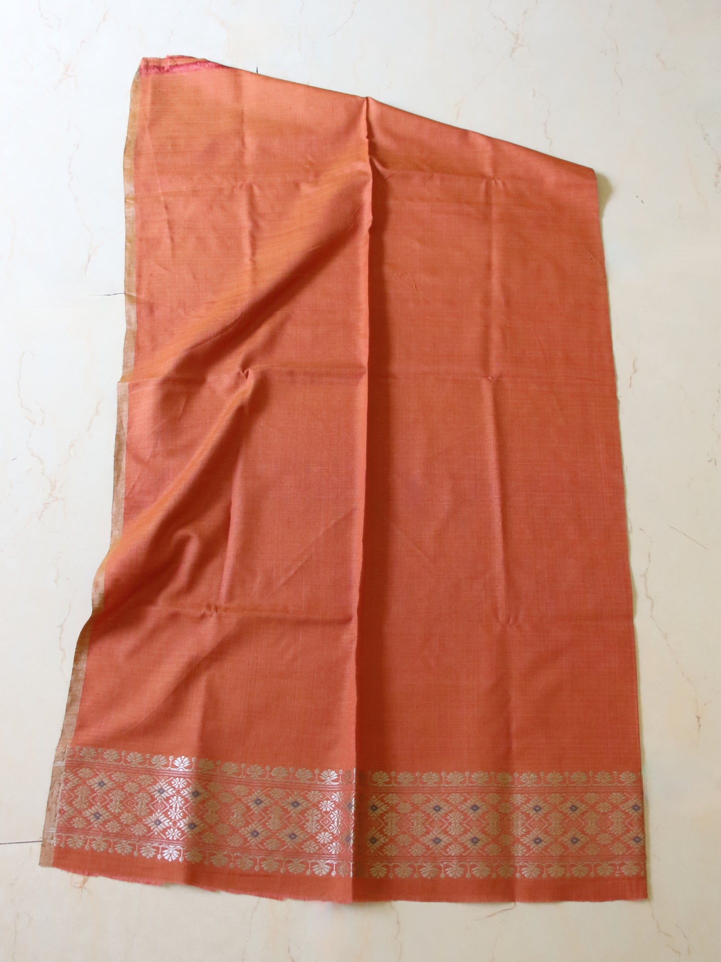 Natural Dyed Peach Handloom Eri Silk  Sari from Assam