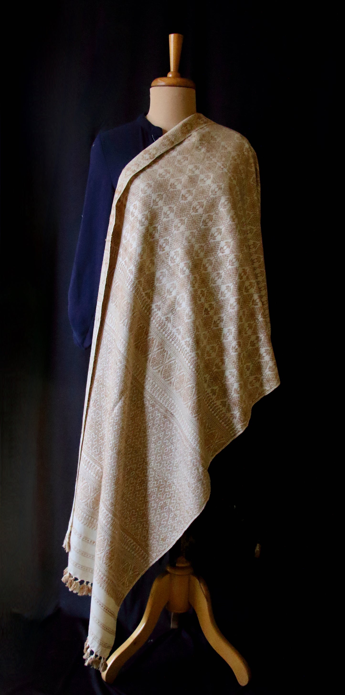 Eri Silk Handwoven All Over Patterned Shawl from Assam