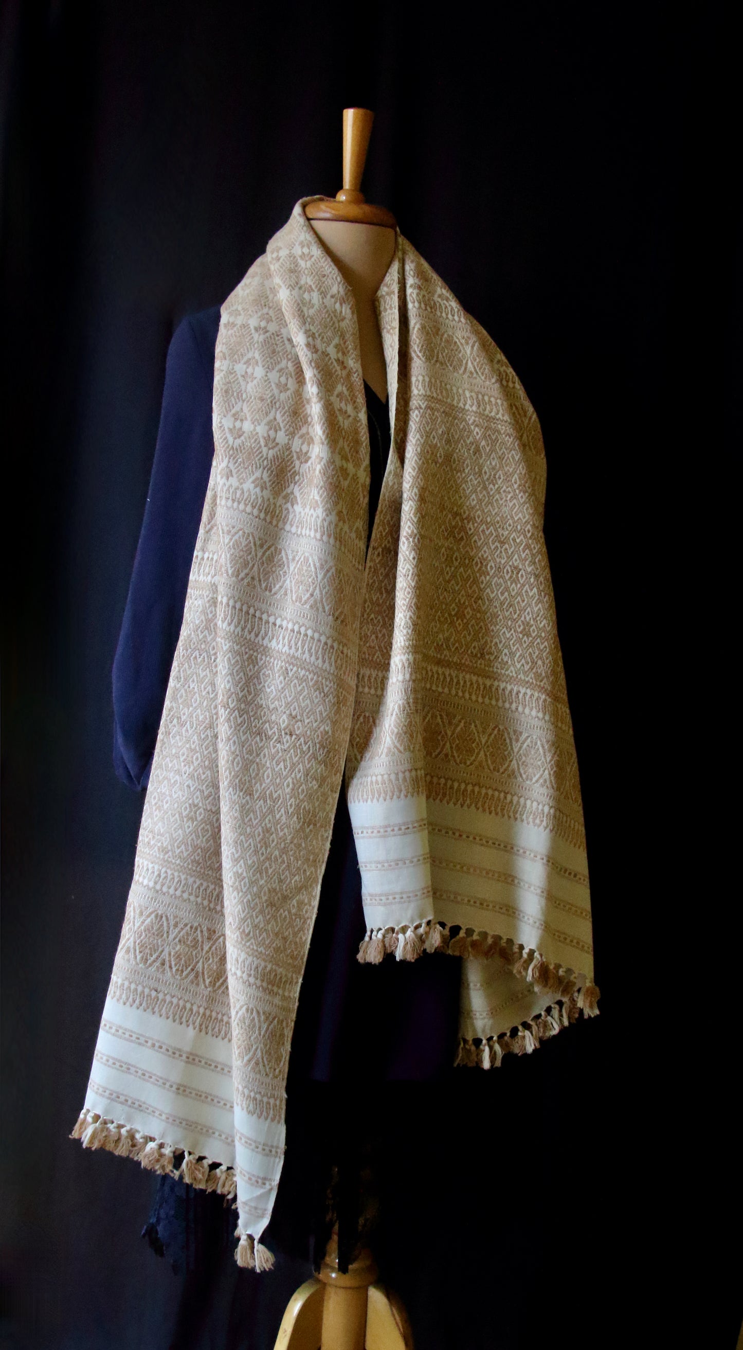 Eri Silk Handwoven All Over Patterned Shawl from Assam