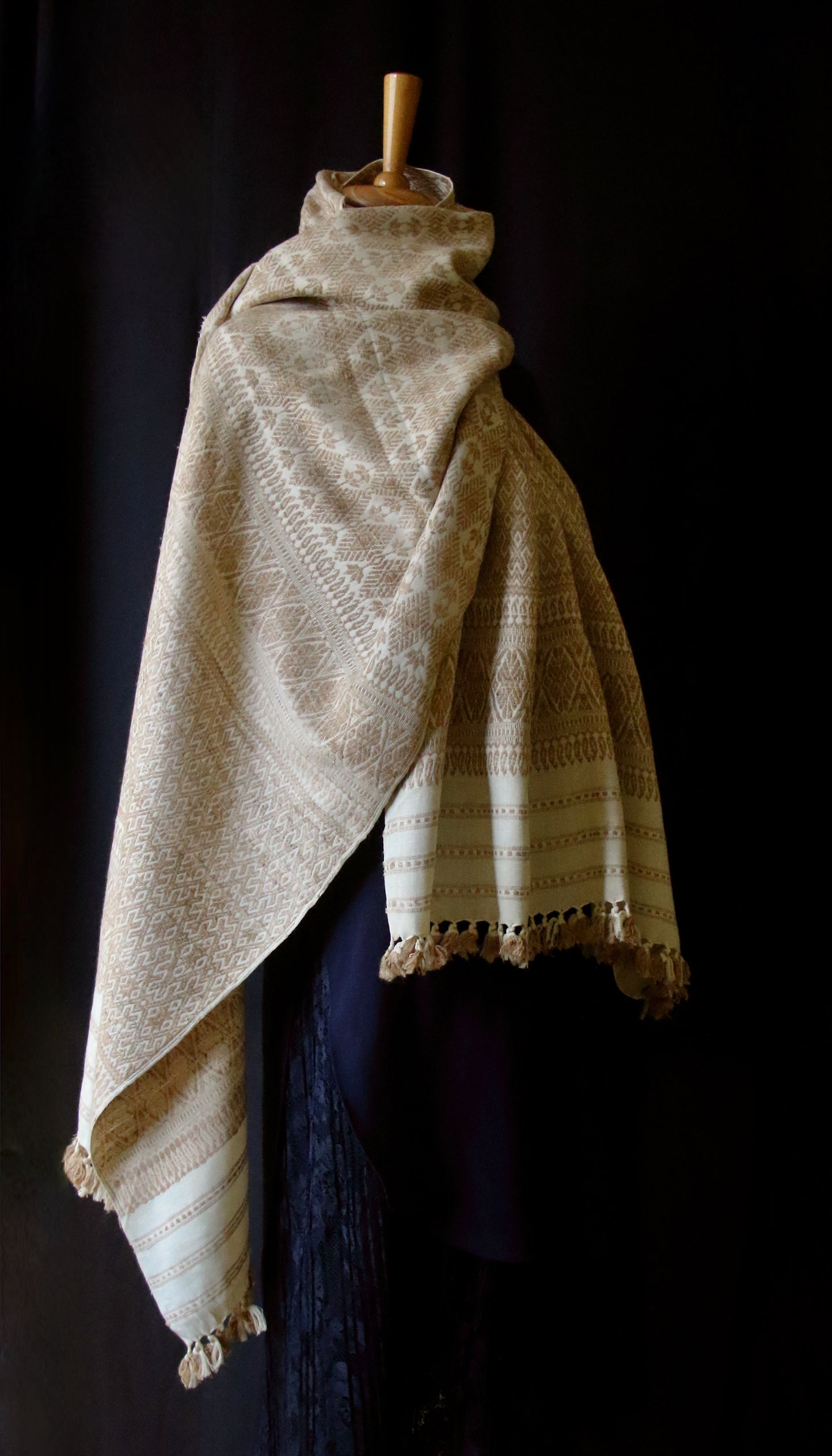 Eri Silk Handwoven All Over Patterned Shawl from Assam