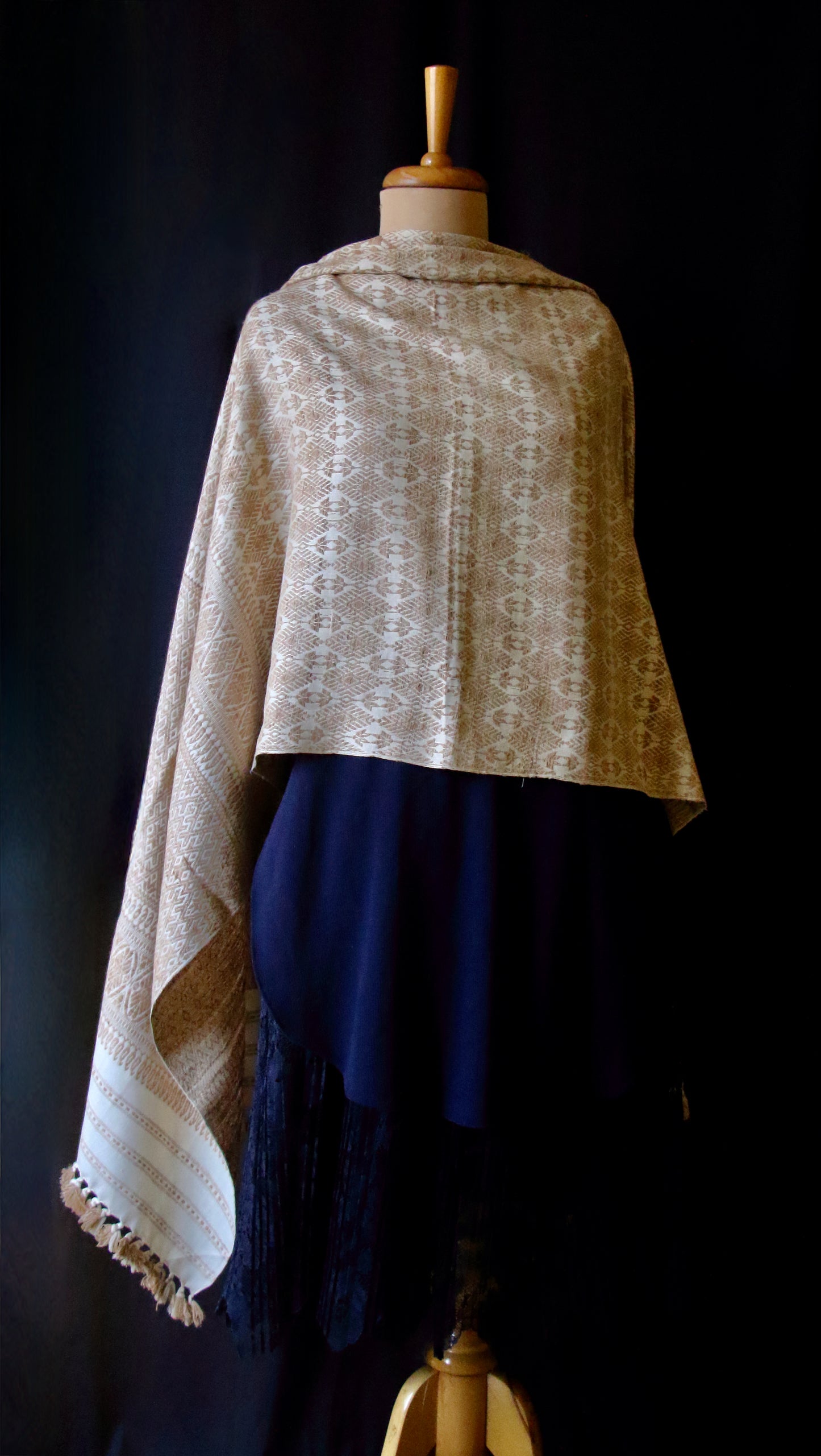 Eri Silk Handwoven All Over Patterned Shawl from Assam