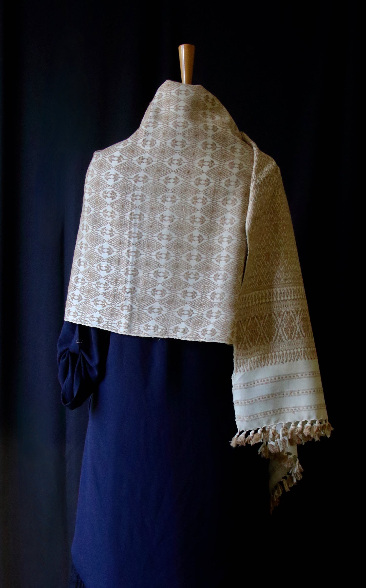 Eri Silk Handwoven All Over Patterned Shawl from Assam