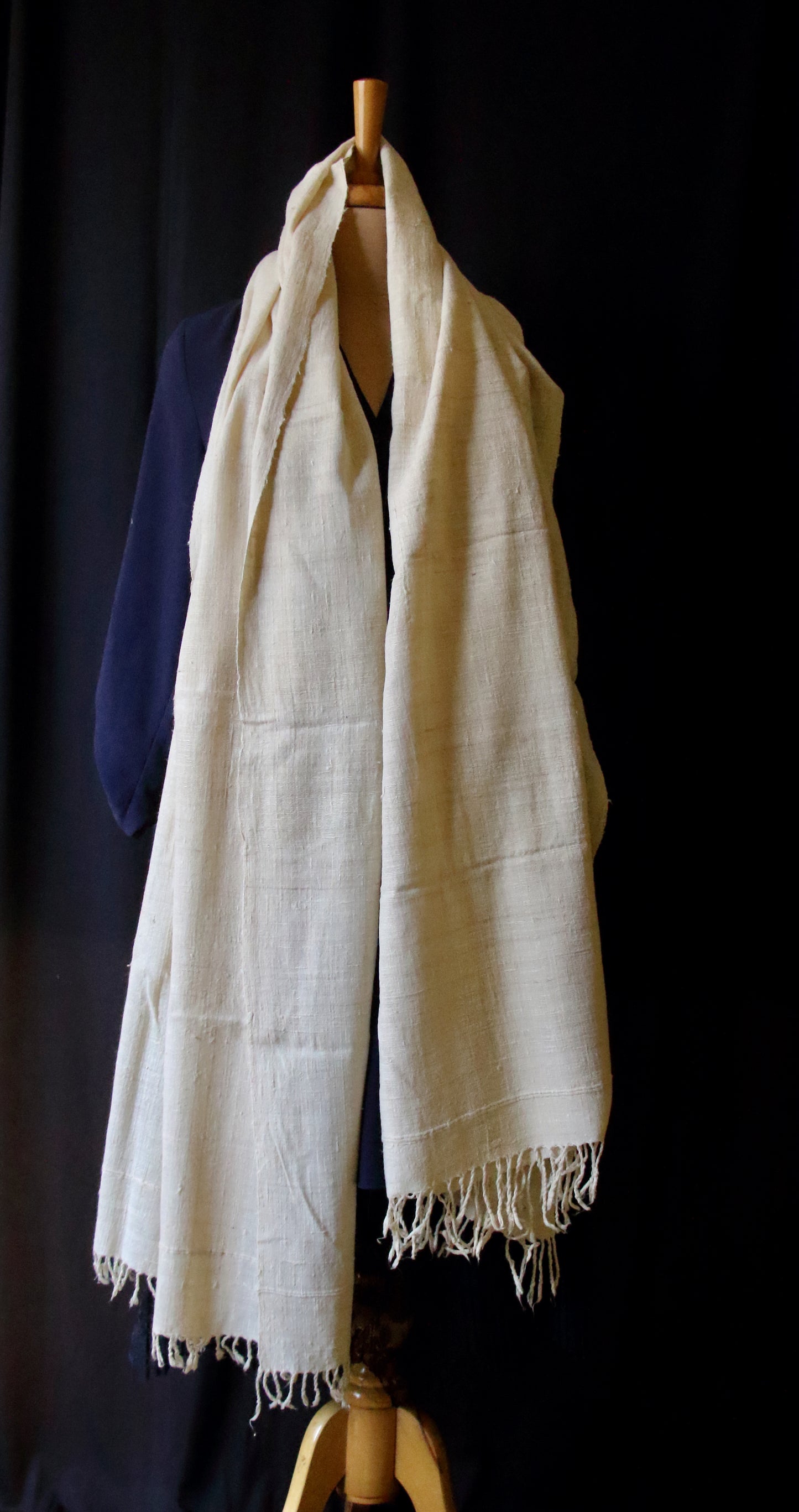 Natural Off White Handwoven Eri Silk Shawl from Assam