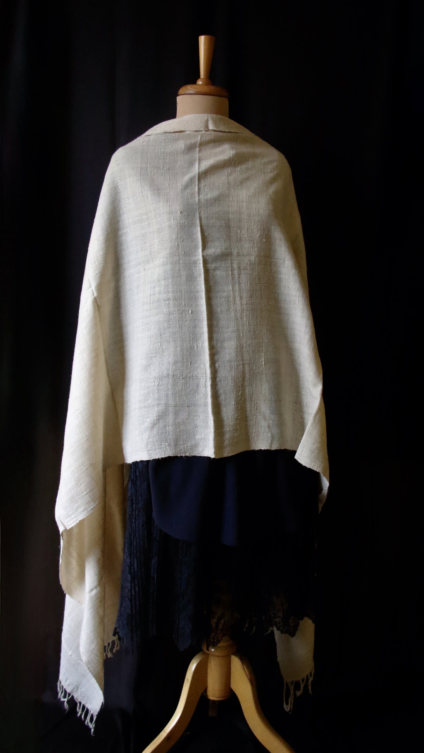 Natural Off White Handwoven Eri Silk Shawl from Assam