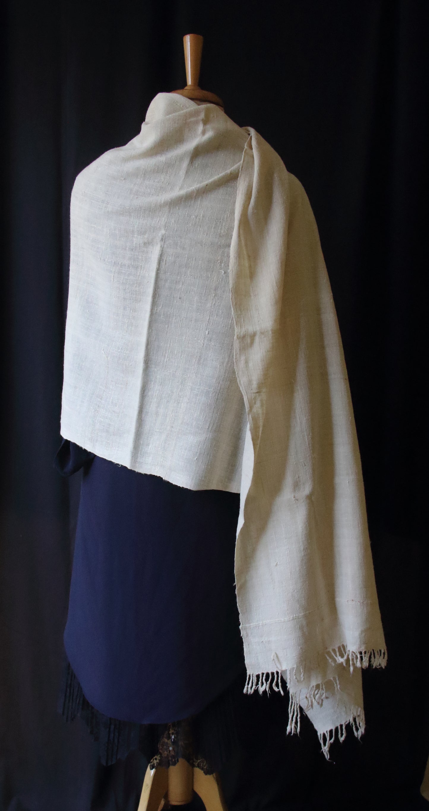 Natural Off White Handwoven Eri Silk Shawl from Assam