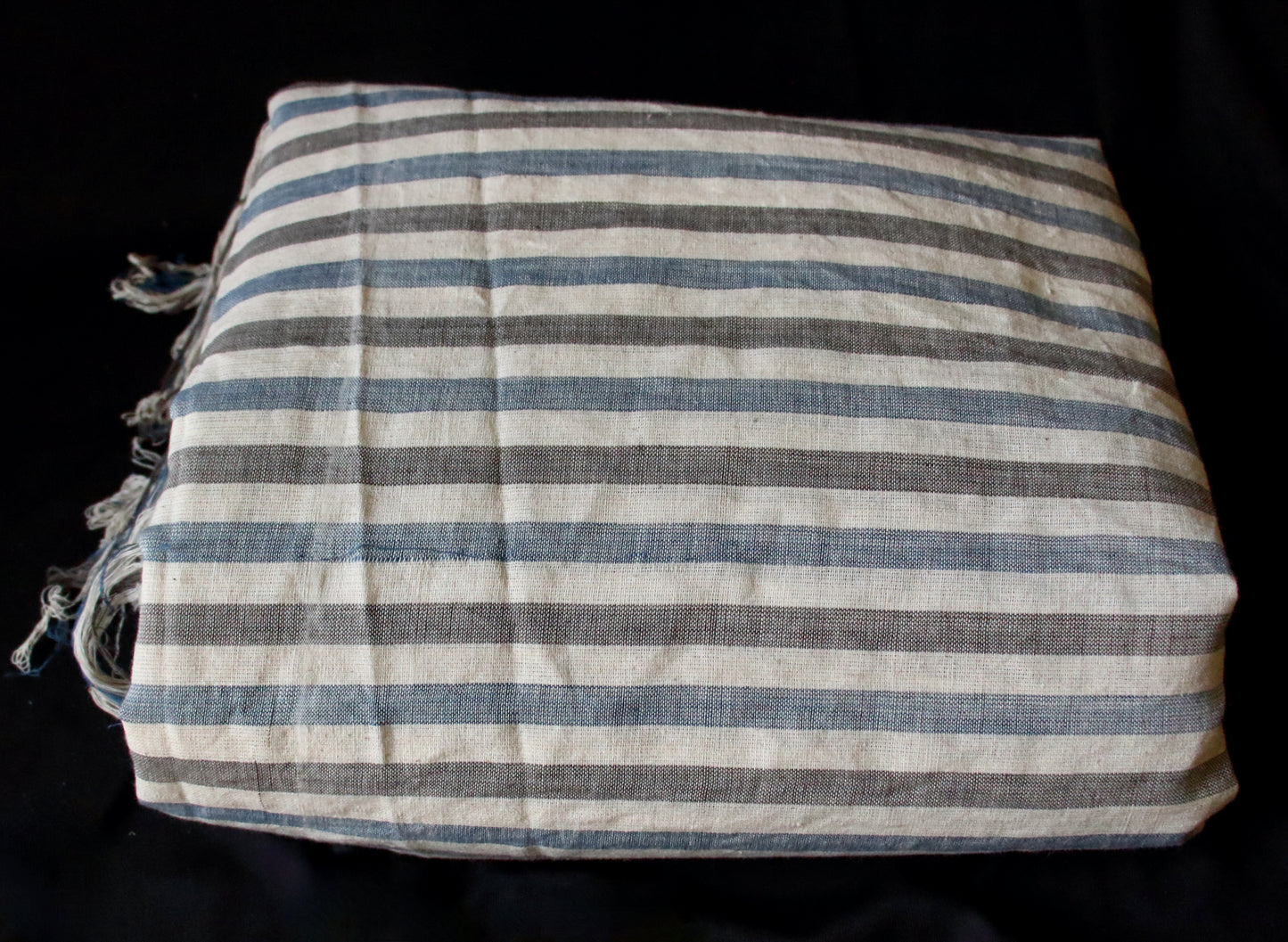 Hand Woven and Natural Dyed Stripe Cotton Yardage from Assam , India