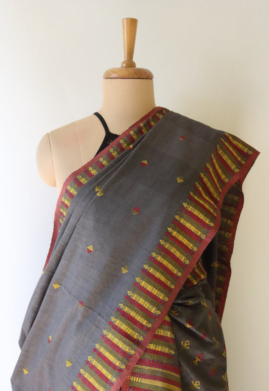 Natural Dyed Eri Silk Traditional Mekhela Chador Set from Assam