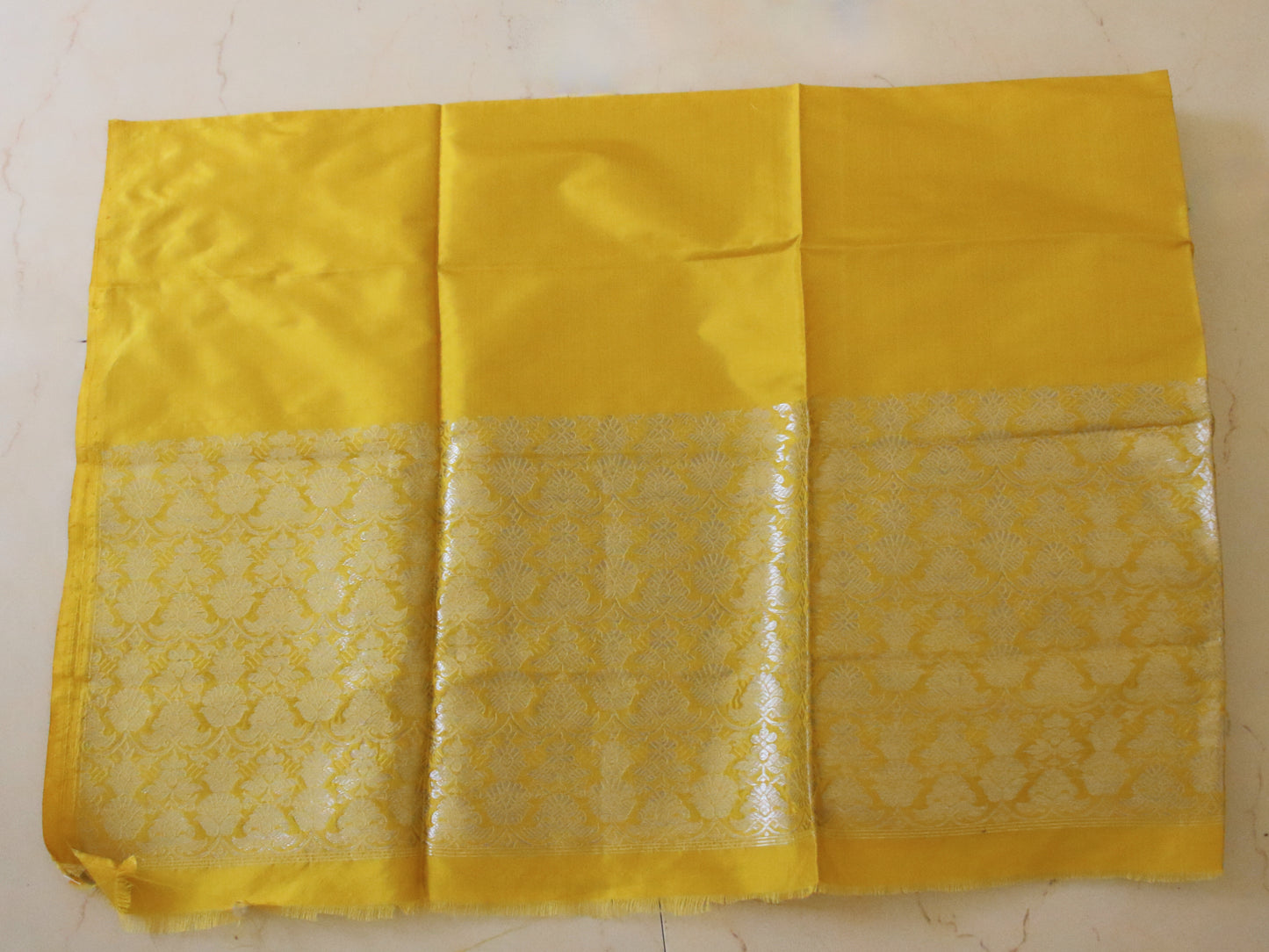Lemon Yellow Mulberry Silk Traditional Mekhla Chador Set