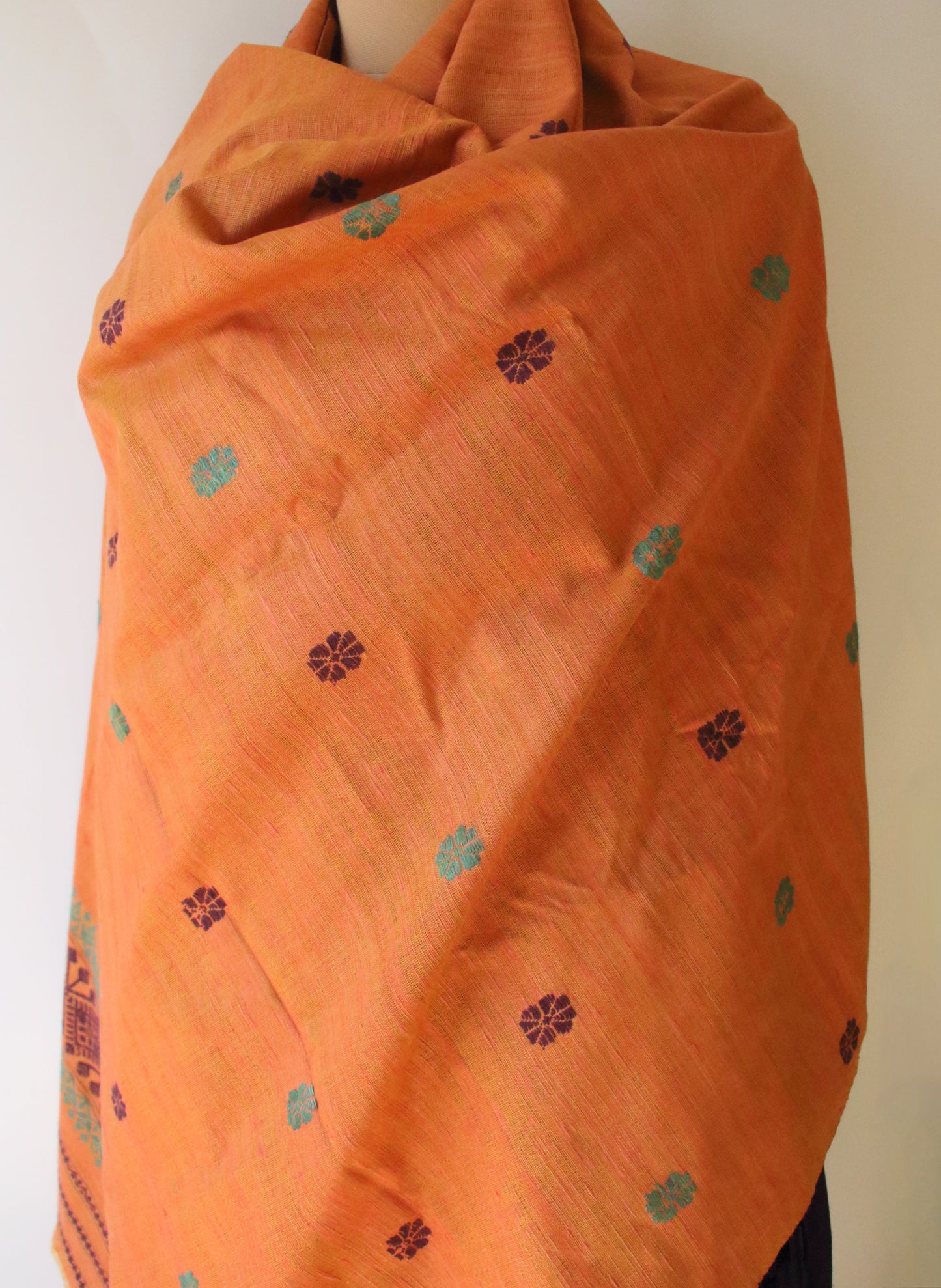 Handwoven Natural Dyed Cotton Eri Silk Shawl from Assam