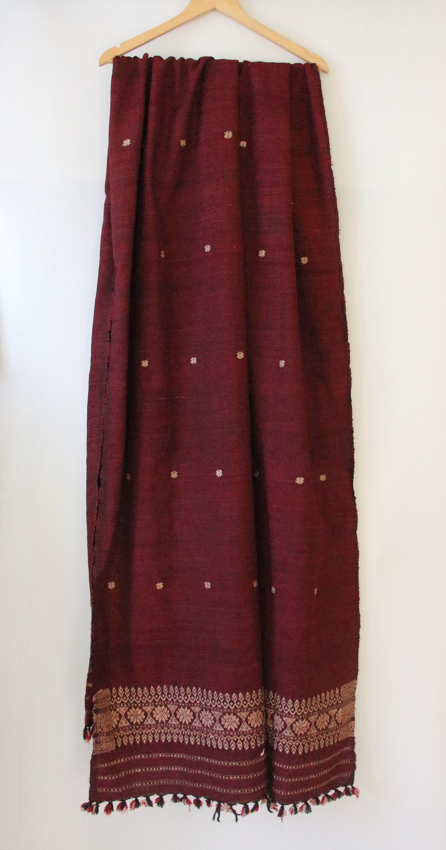 Handwoven Maroon Hand Spun Eri Silk Shawl From Assam