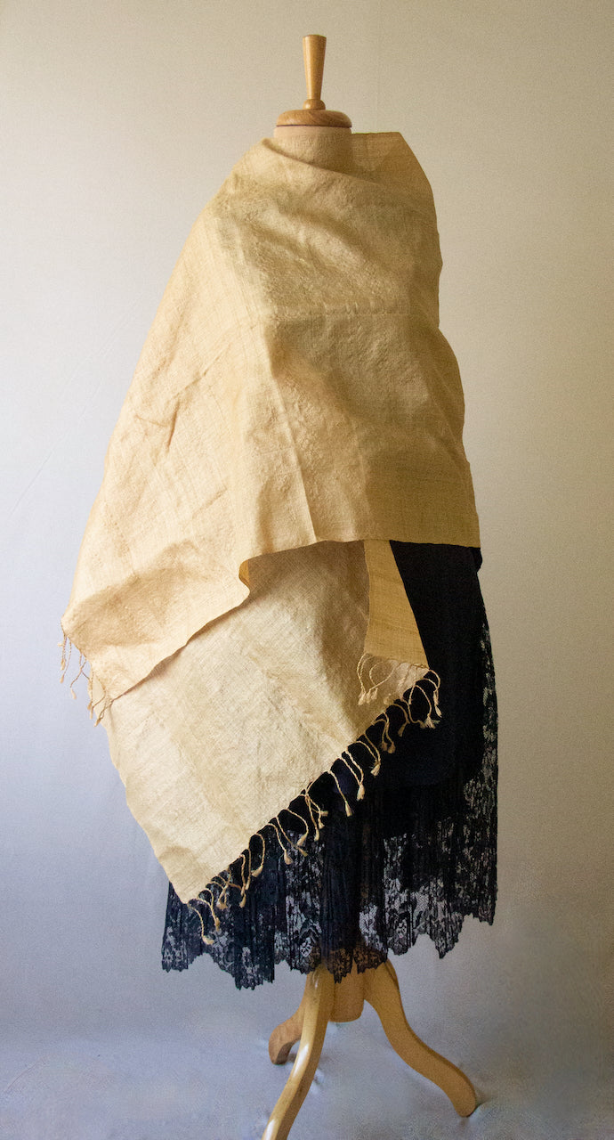 Hundred Percent Handwoven Muga Silk / Golden Silk Scarf from Assam