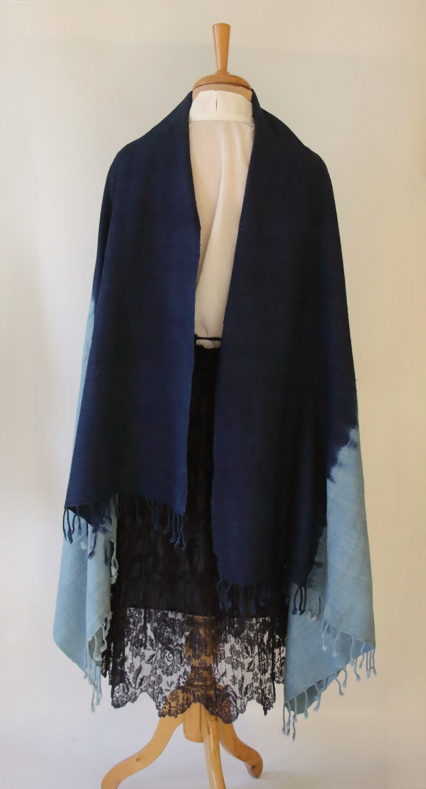 Indigo Tie & dye Handwoven Natural Dyed Eri Silk Throw / Shawl from Assam