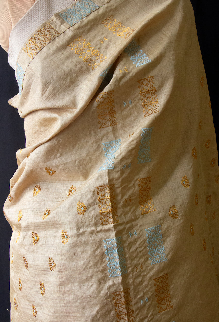 Muga Silk Mekhela Chador set from Assam - Made to Order