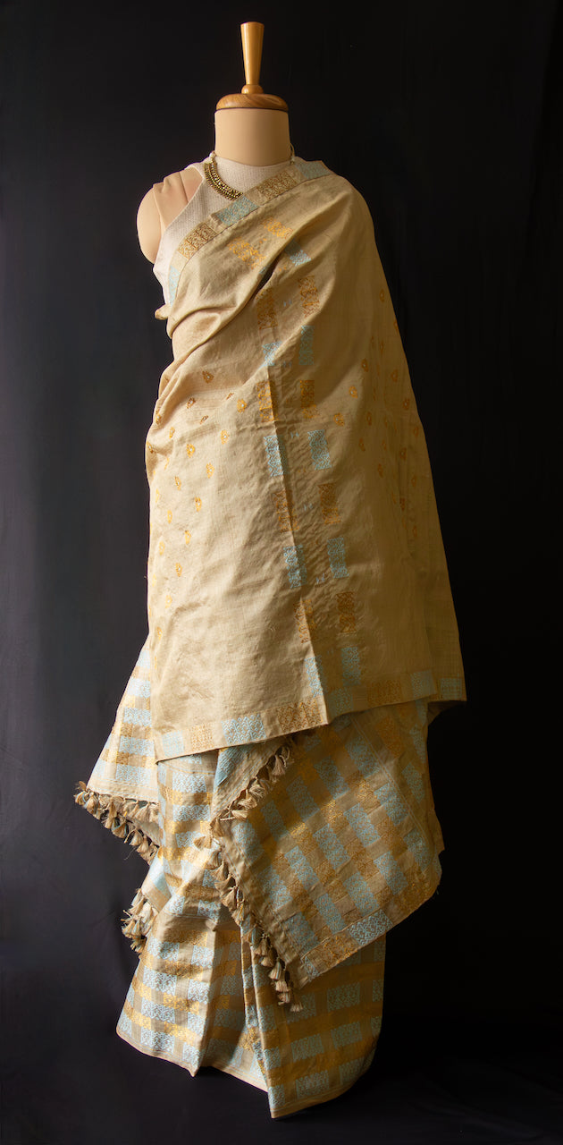 Muga Silk Mekhela Chador set from Assam - Made to Order