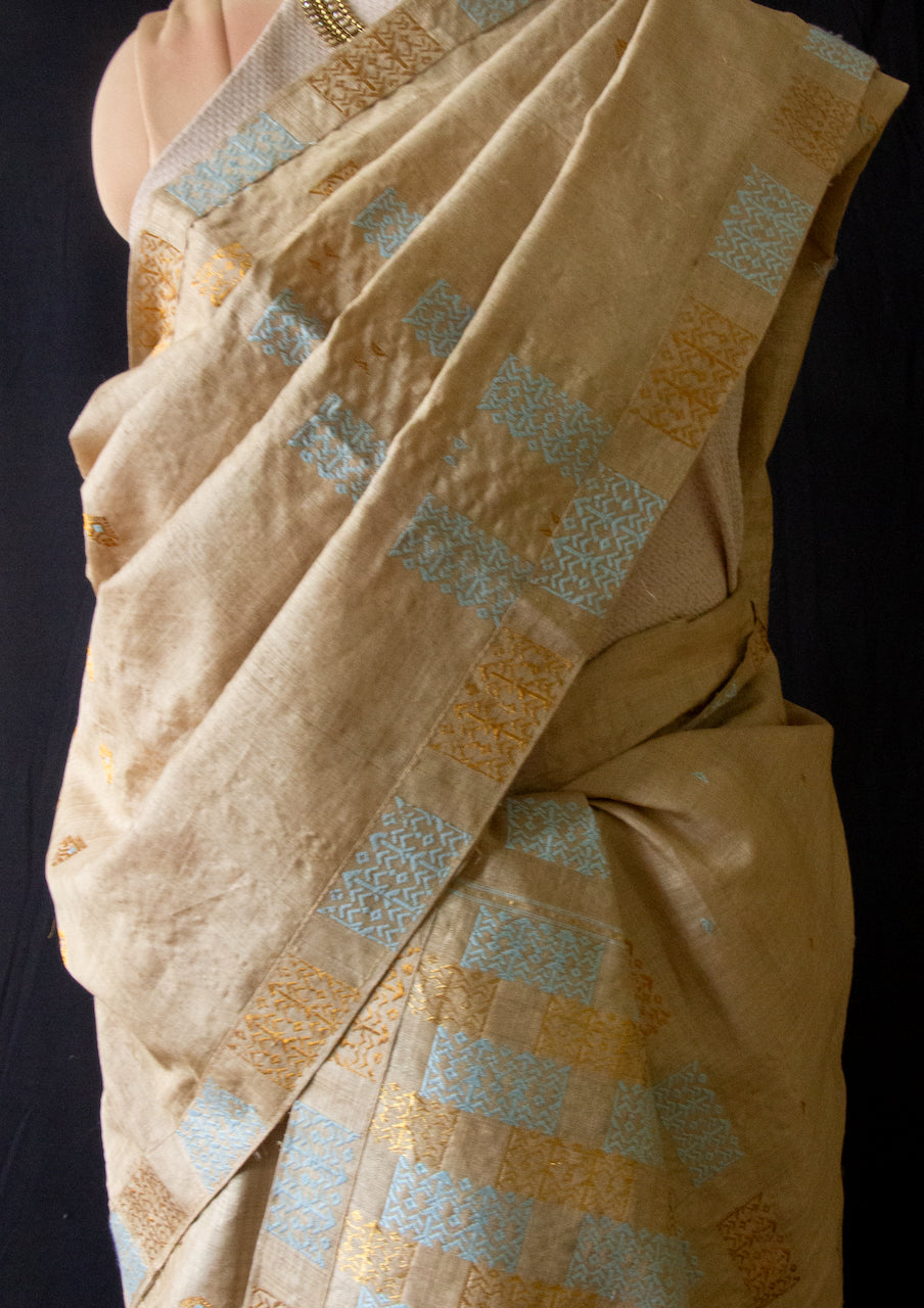 Muga Silk Mekhela Chador set from Assam - Made to Order
