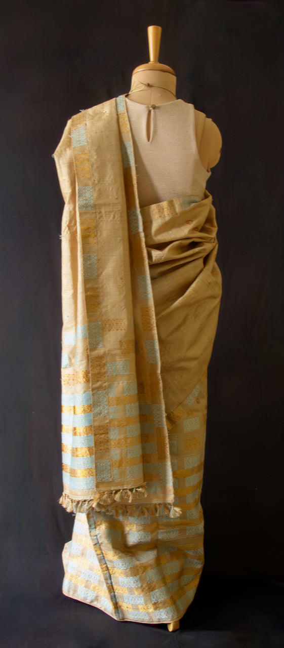Muga Silk Mekhela Chador set from Assam - Made to Order