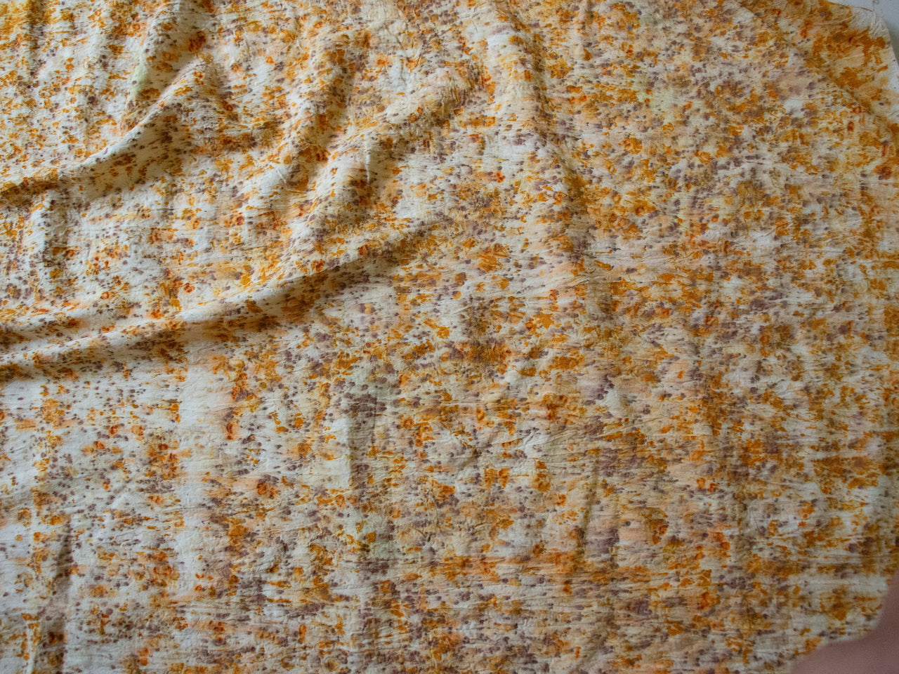 Eco Print Handwoven Hundred percent Silk fabric / yardage - width 35"