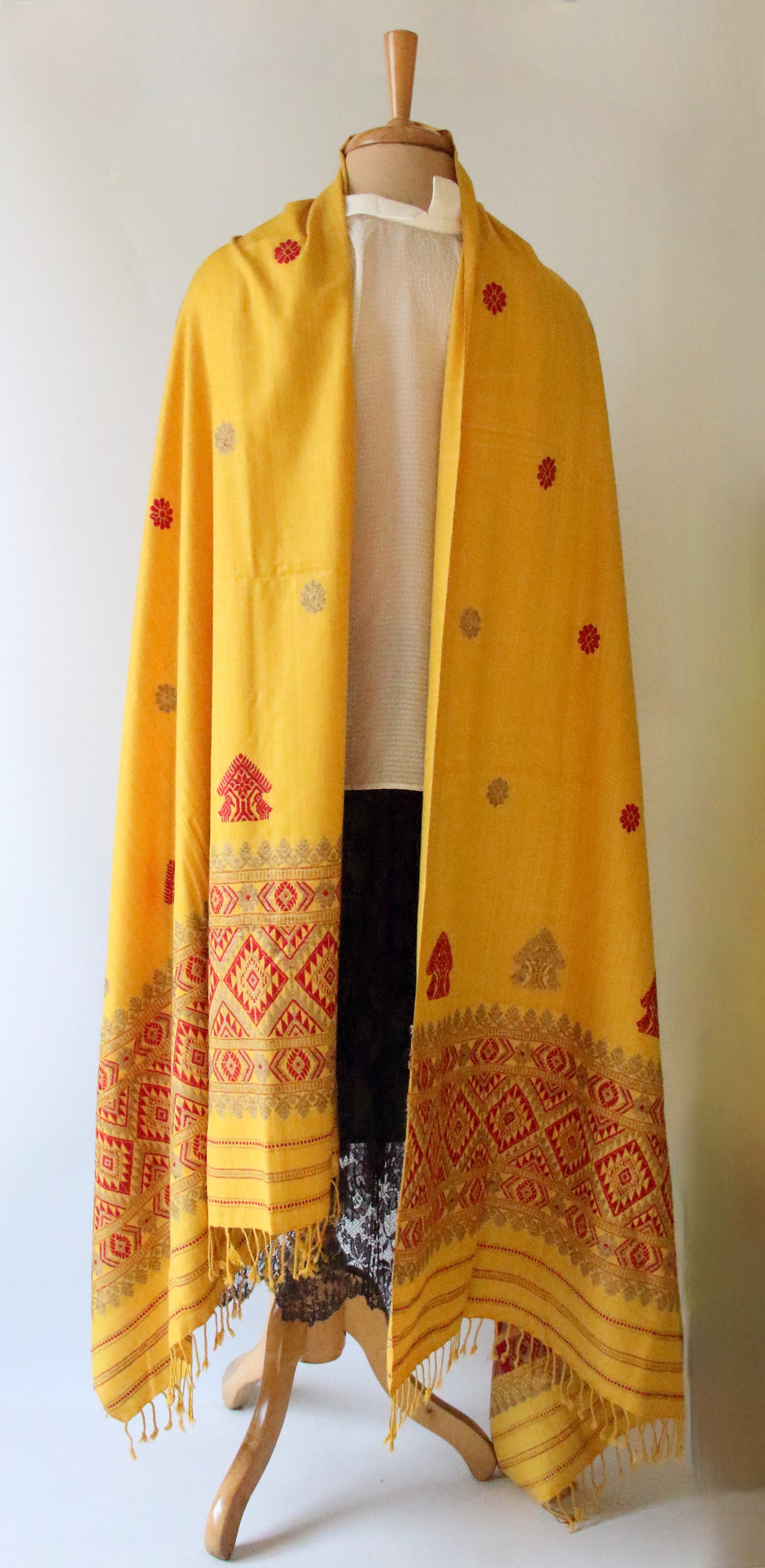 Turmeric Yellow Natural Dyed Silk Handwoven Dupatta