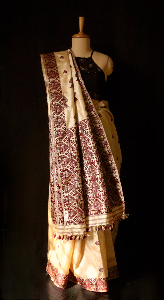 Handloom Tassah Silk Sari from Assam