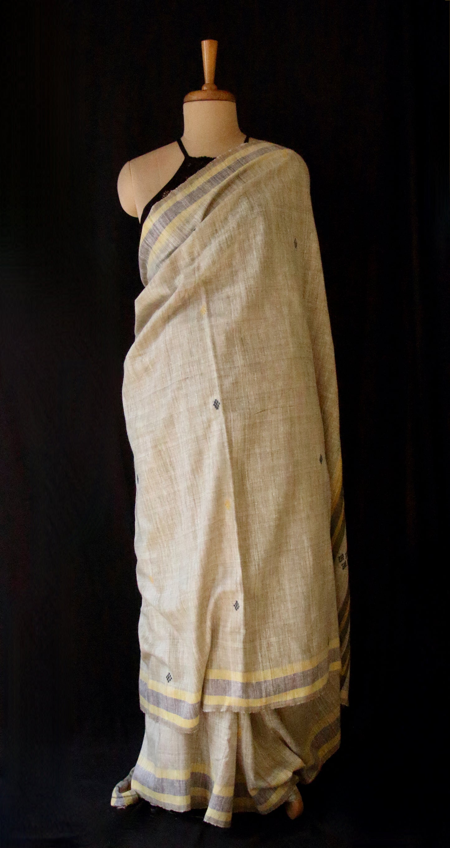 Handwoven Soft Green colour Natural Dyed Eri Silk Sari from Assam