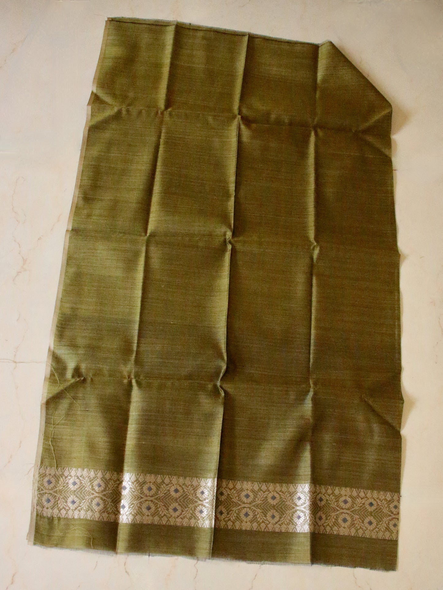 Natural Dyed Mehendi Green Handloom Silk Saree from Assam