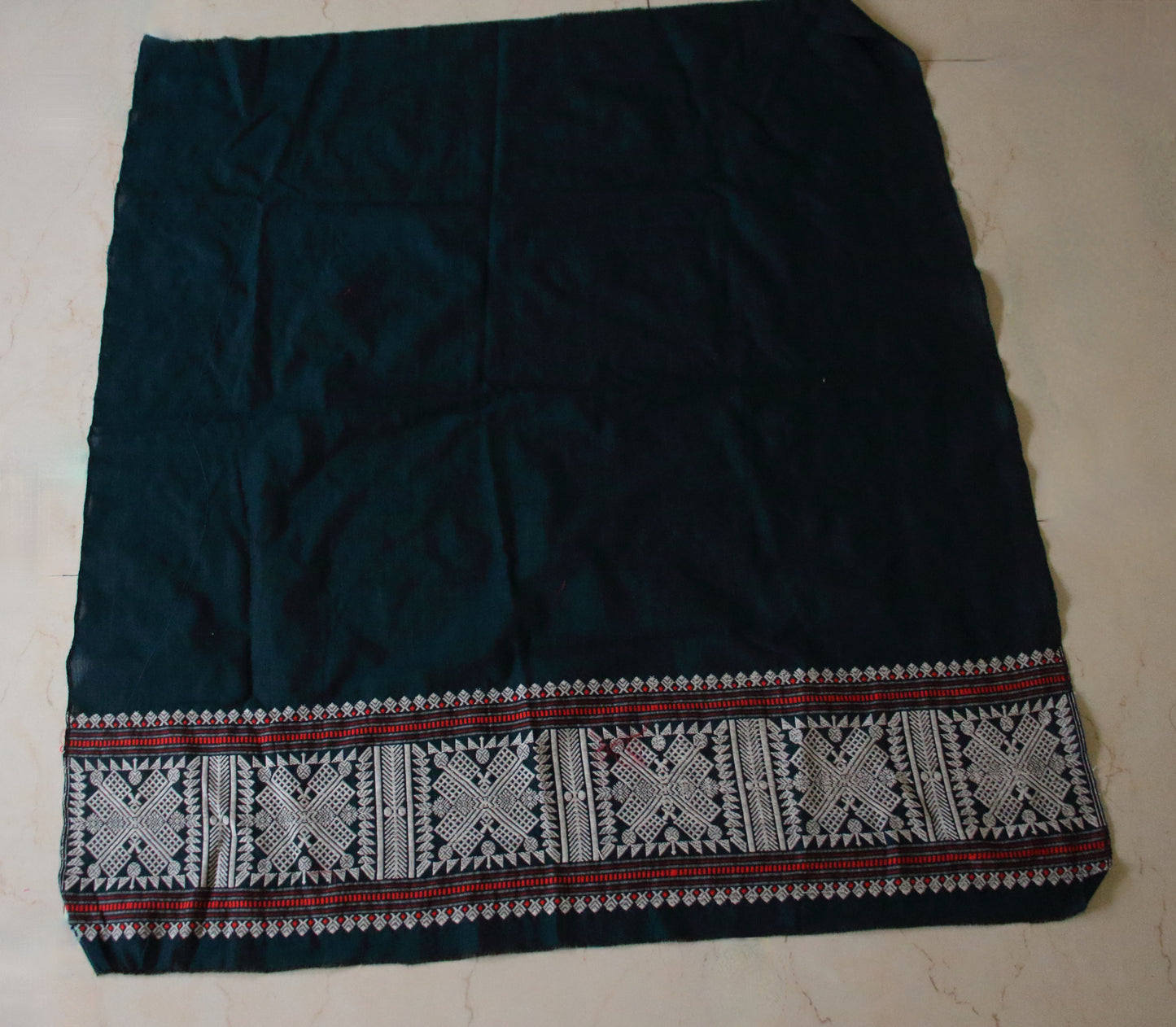 Green Cotton Traditional Tribal Design Handloom Mekhela Chador Set