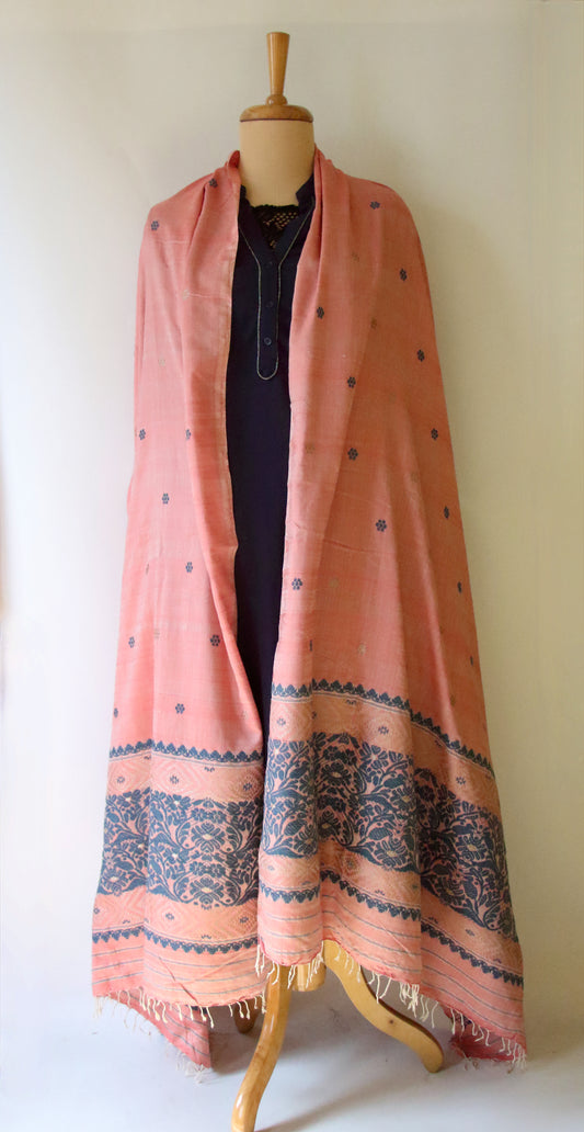 Handwoven Natural Dyed Eri Silk Dupatta / Wrap from Assam