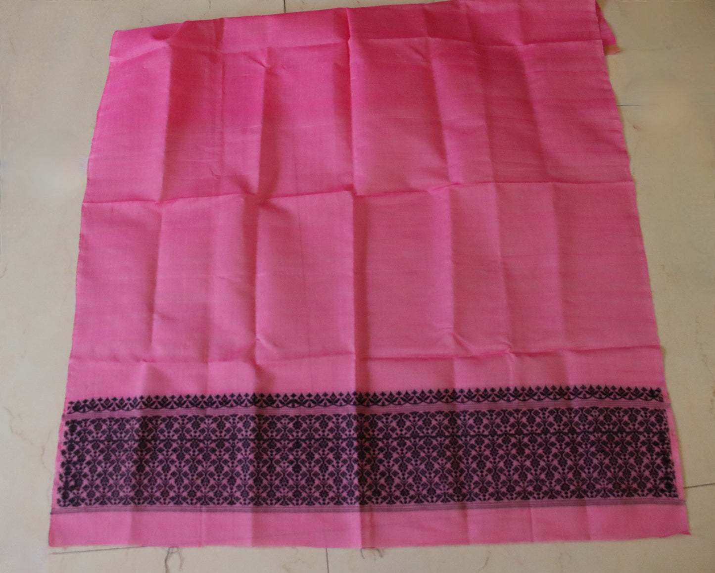 Bright Pink Cotton Silk Handloom Mekhela Chador Set