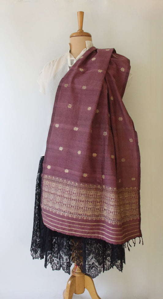 Natural dyed Eri Silk Handwoven Scarf / Stole from Assam