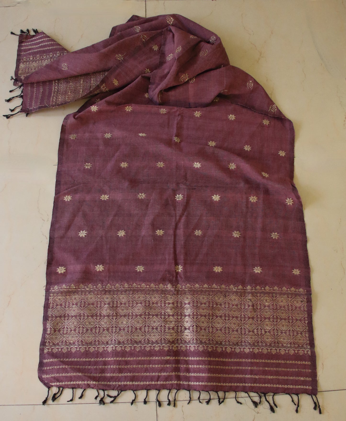 Natural dyed Eri Silk Handwoven Scarf / Stole from Assam