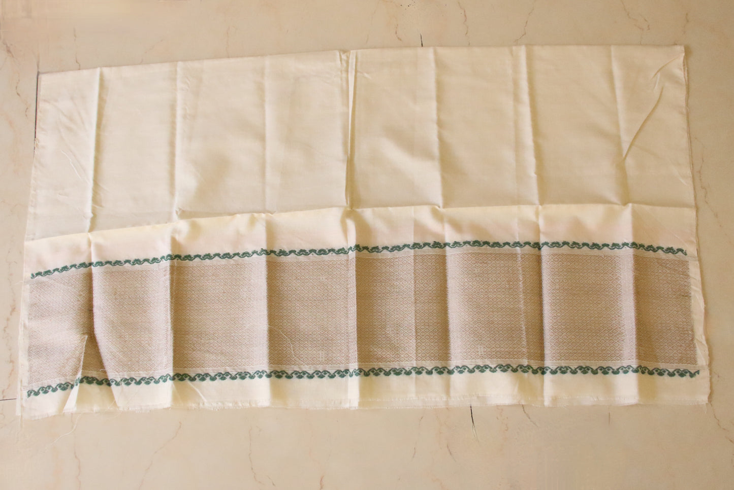 Natural Off white Eri Silk Traditional Mekhela Chador Set from Assam