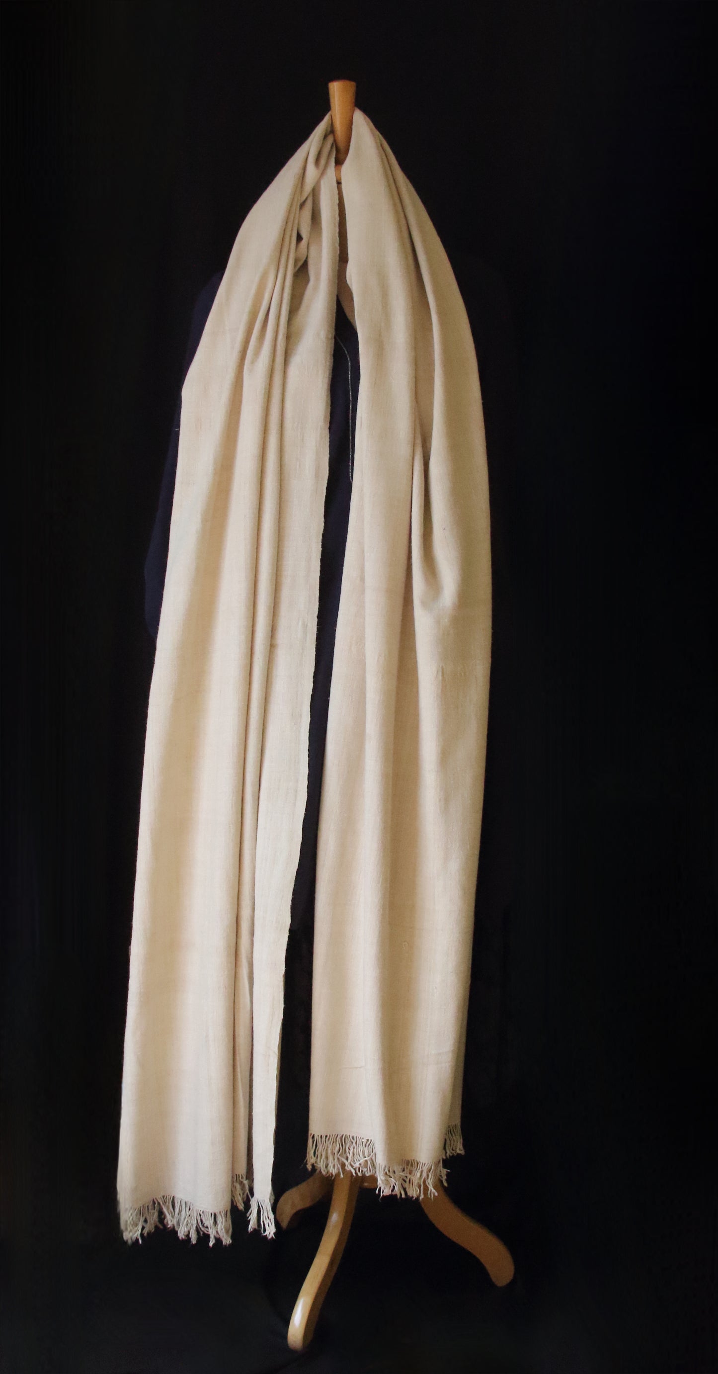 Natural soft beige Handwoven / Handspun Eri Silk Shawl from Assam