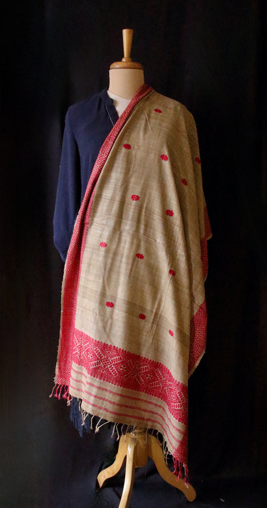 Natural dyed Eri Silk Handwoven Small Size Shawl from Assam