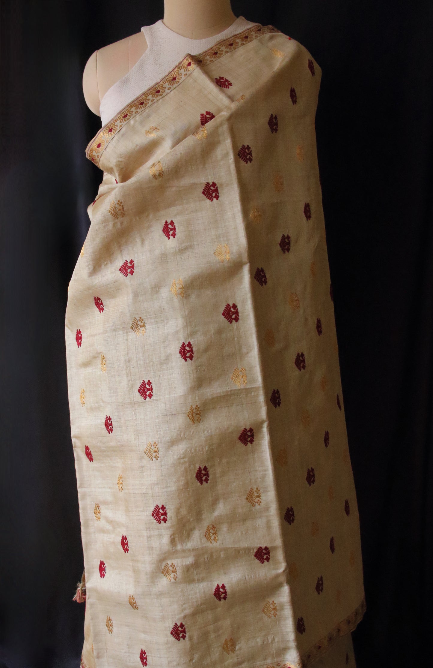 Handloom Traditional Design Muga Silk Saree from Assam