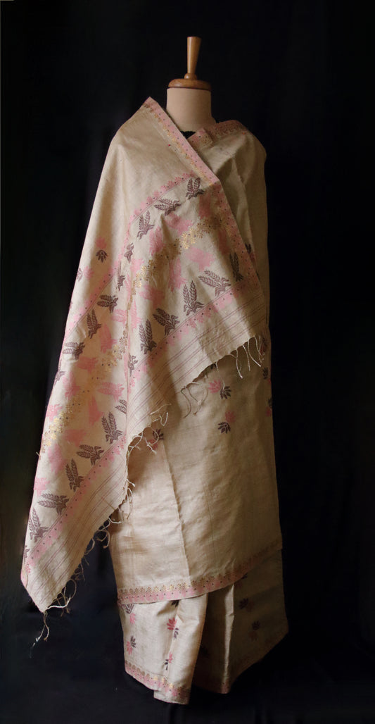 Authentic Handloom Muga Silk Saree from Assam
