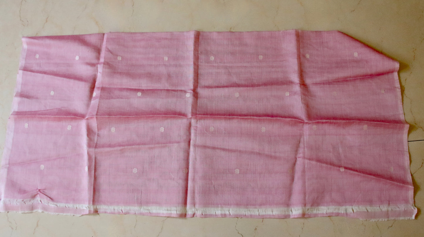 Soft Pink Handloom Cotton Silk Saree from Assam