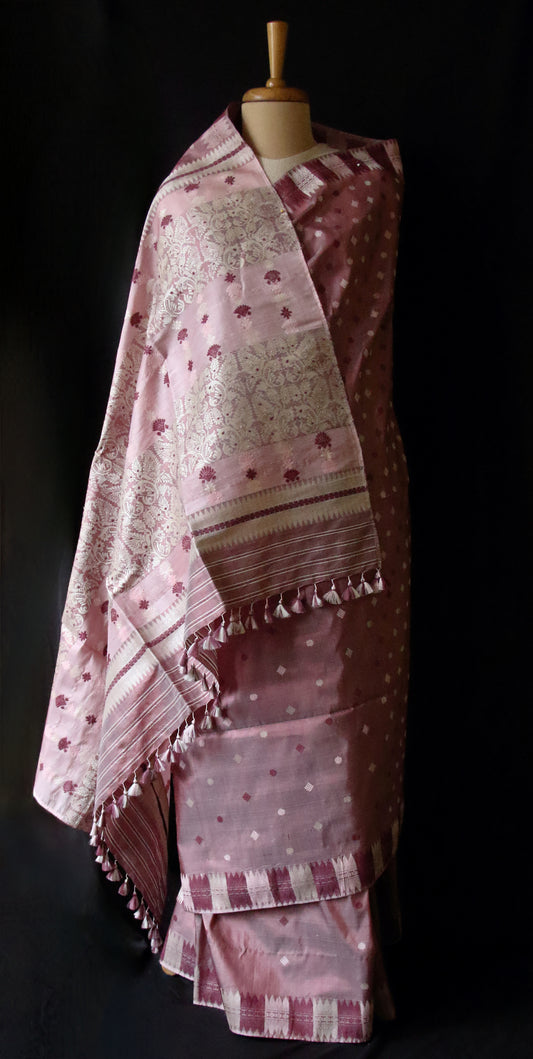 Natural Sappon dyed Mulberry Silk Saree from Assam