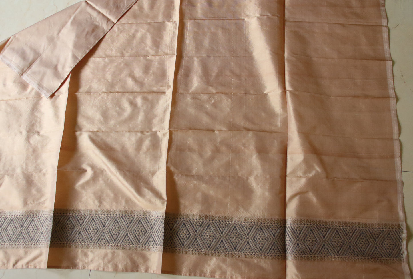 Natural Tea dyed Mulberry Silk Saree from Assam